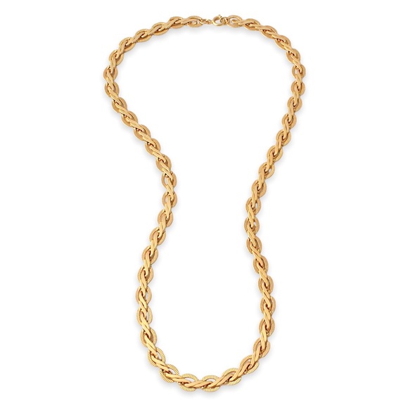 Estate Gold Plated Necklace Chain Speciality Hybrid Flat Rope & Cable Link 19” - Picture 2 of 4